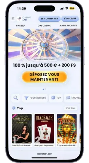 Accédez au site Casino Lab et appuyez sur « Partager »