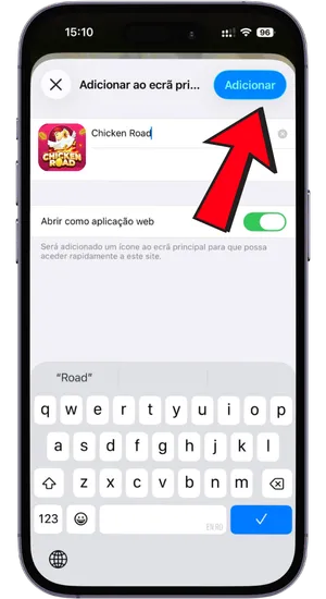 Adicionar Chicken Road ao ecrã inicial