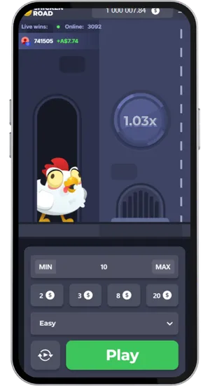 Ecrã inicial do jogo Chicken Road para dispositivos móveis