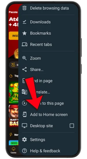 Ícone dos três pontos do Chrome no Android Chicken Road