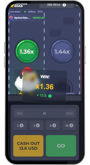 Winst behaald bij vermenigvuldiger op het juiste moment Chicken Road